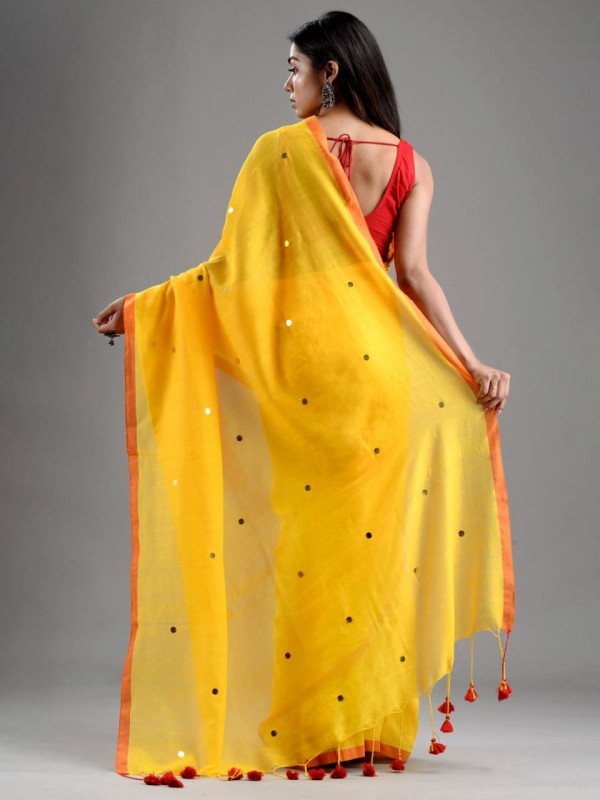 Khadi Saree With Gini Work Khadi Saree With Gini Work
